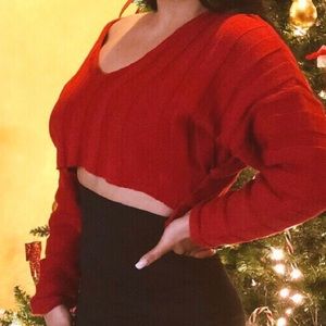 Red crop sweater